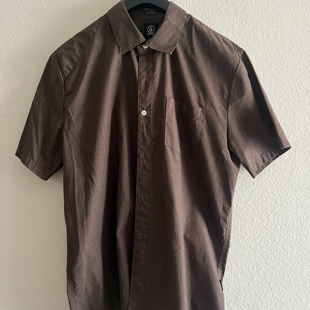 Volcom Dark Brown Casual Button Down Shirt